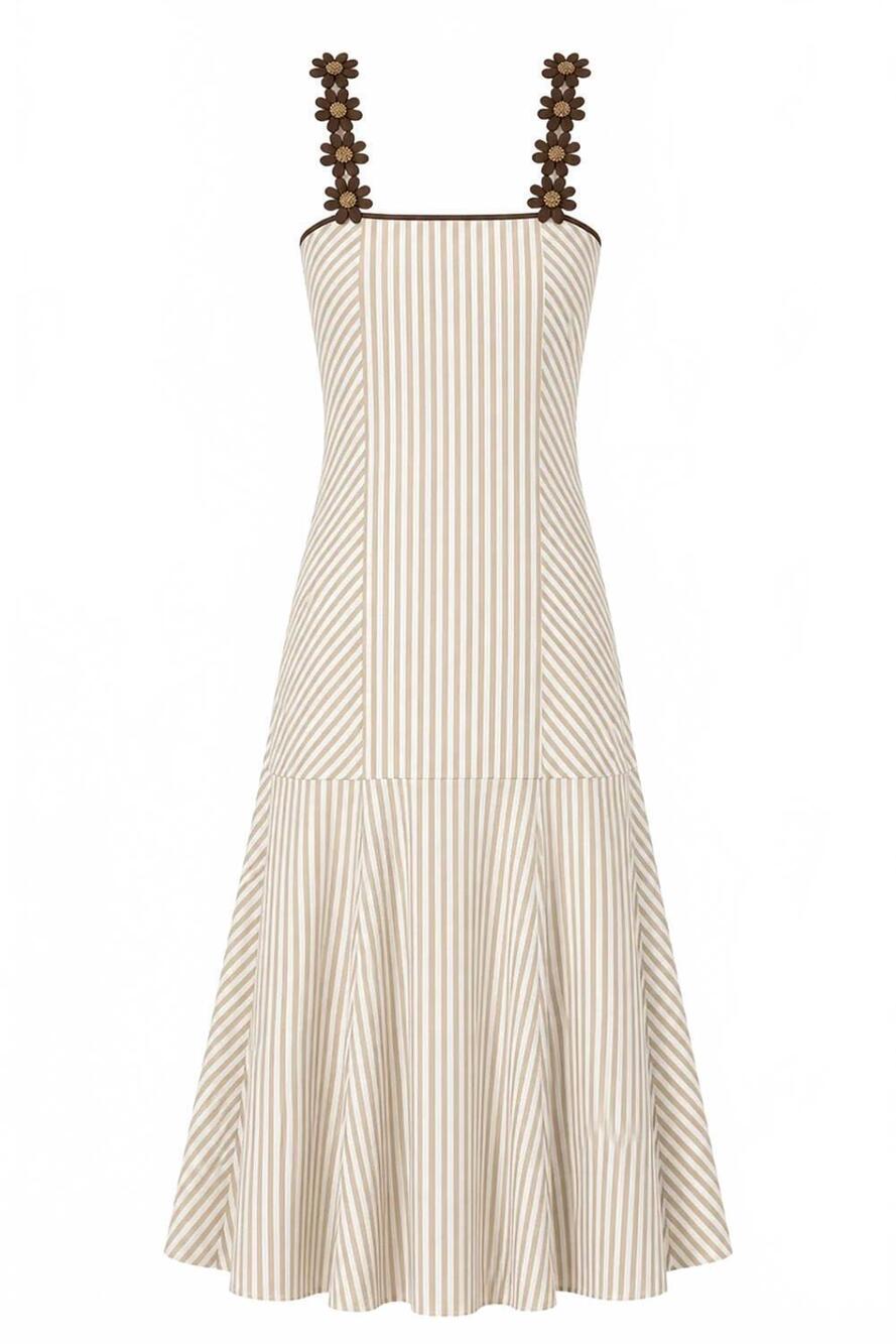 NEW ANNA CATE women's highland floral midi dress in sand stripe